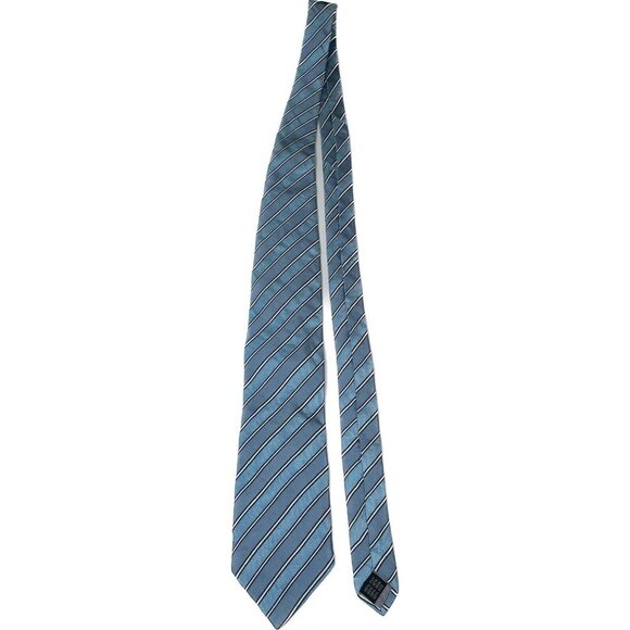 MENS YVES SAINT LAURENT TIE 100% SILK MADE IN ITALY BLUE STRIPED - Picture 8 of 8